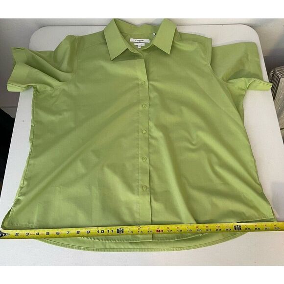 Foxcroft Womens Green Button Shirt Size 20W Wrinkle Free Short Sleeve Blouse - Picture 12 of 13